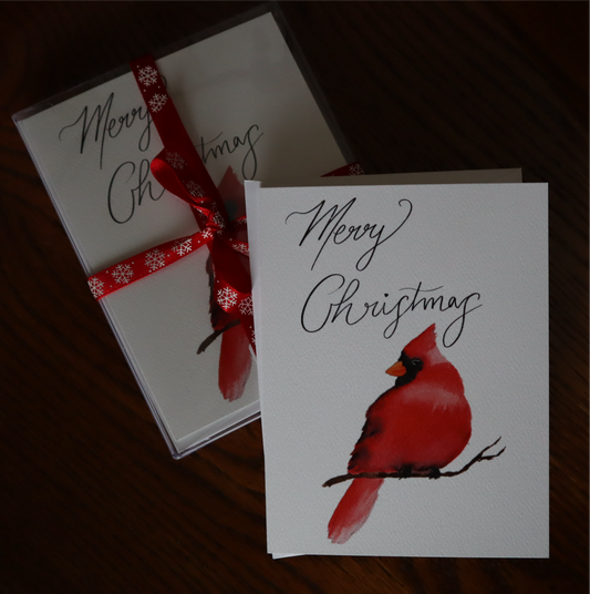 Merry Christmas Red Cardinal Notecard