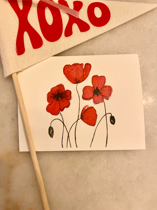 Red Poppies Notecards (pack of 5)