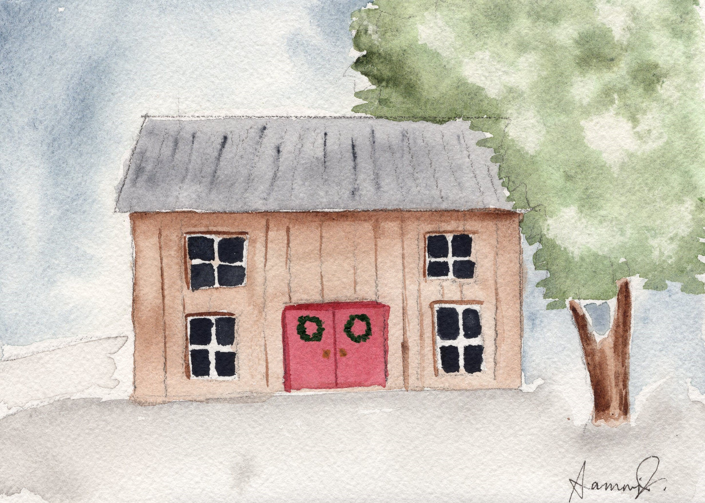 "Jolly Cabin" Christmas Print - Original Watercolor